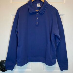 PINK by Victoria’s Secret Navy Blue Polo Long Sleeve 1/4 Button Sweatshirt Sz M
